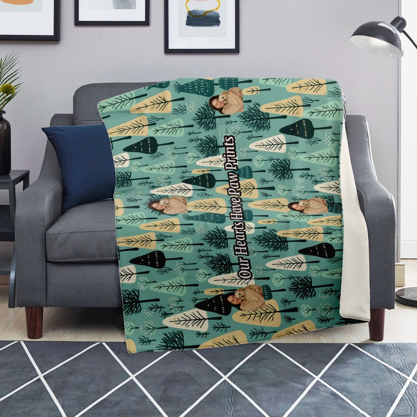 Custom Text / Photo Premium Microfleece Blanket - All Over Print - Trees