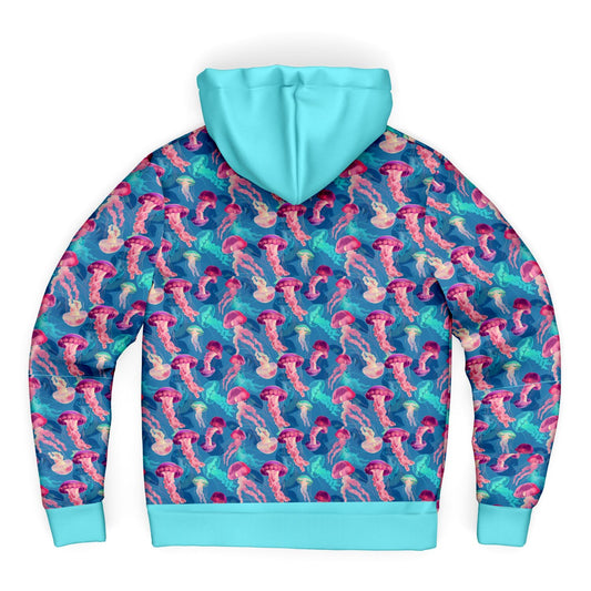Microfleece Zip Human Hoodie - Skyblue