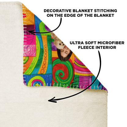 Custom Text / Photo Premium Microfleece Blanket - All over Print - Geometric