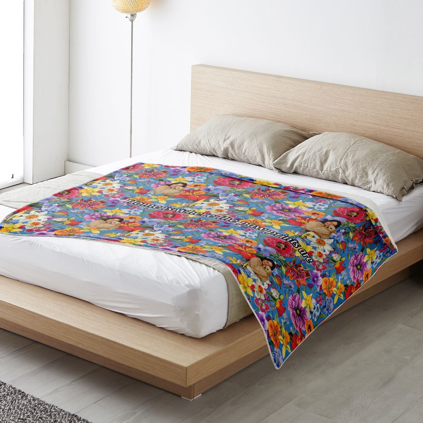 Custom Text / Photo Premium Microfleece Blanket - All Over Print - Flower