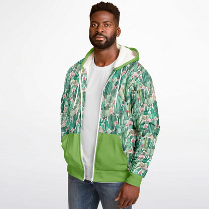 Microfleece Zip Human Hoodie - Plants