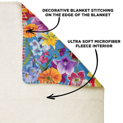Custom Text / Photo Premium Microfleece Blanket - All Over Print - Flower