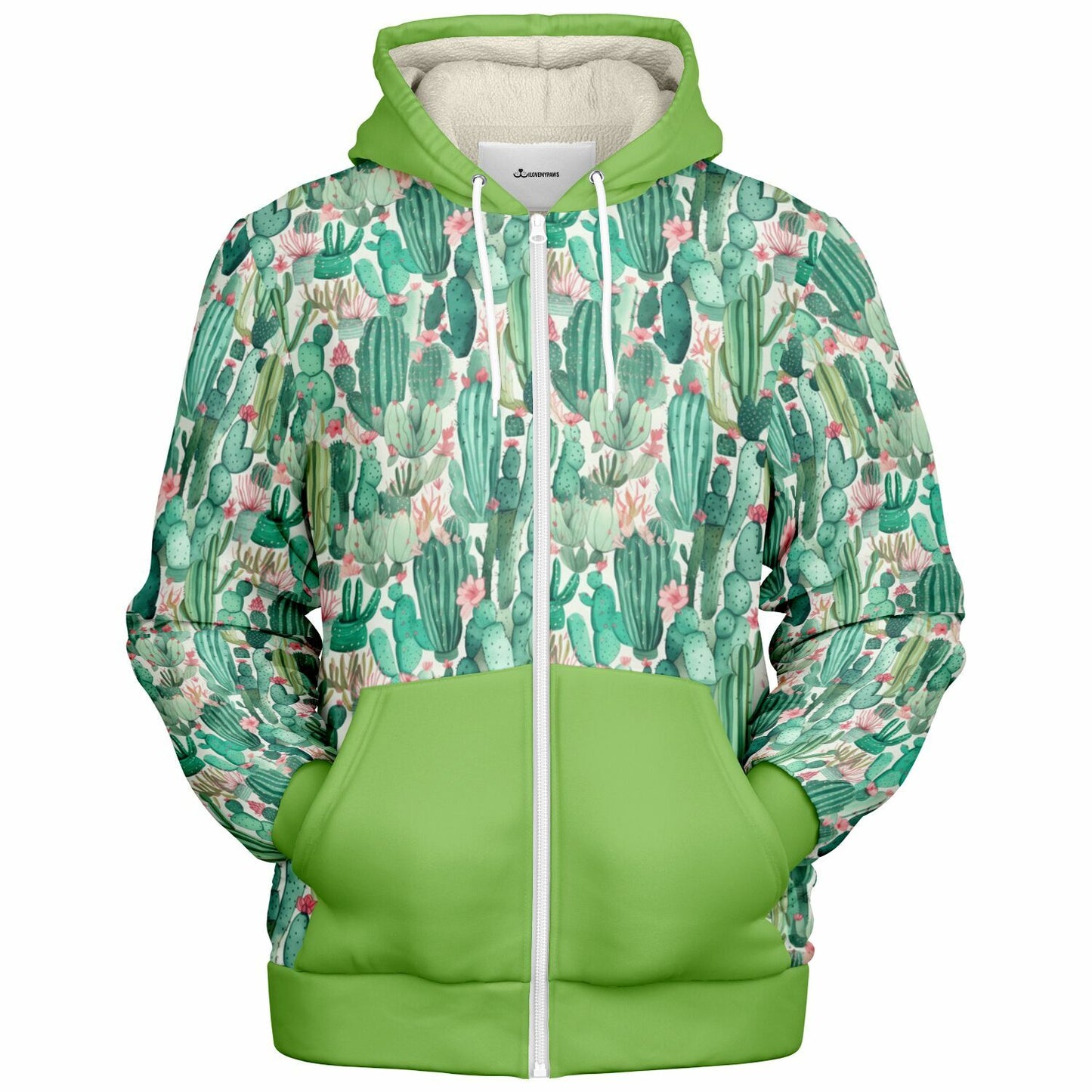 Microfleece Zip Human Hoodie - Plants