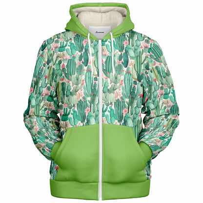 Microfleece Zip Human Hoodie - Plants