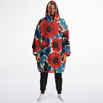 Reversible Snug Hoodie - Plants and Red Flower