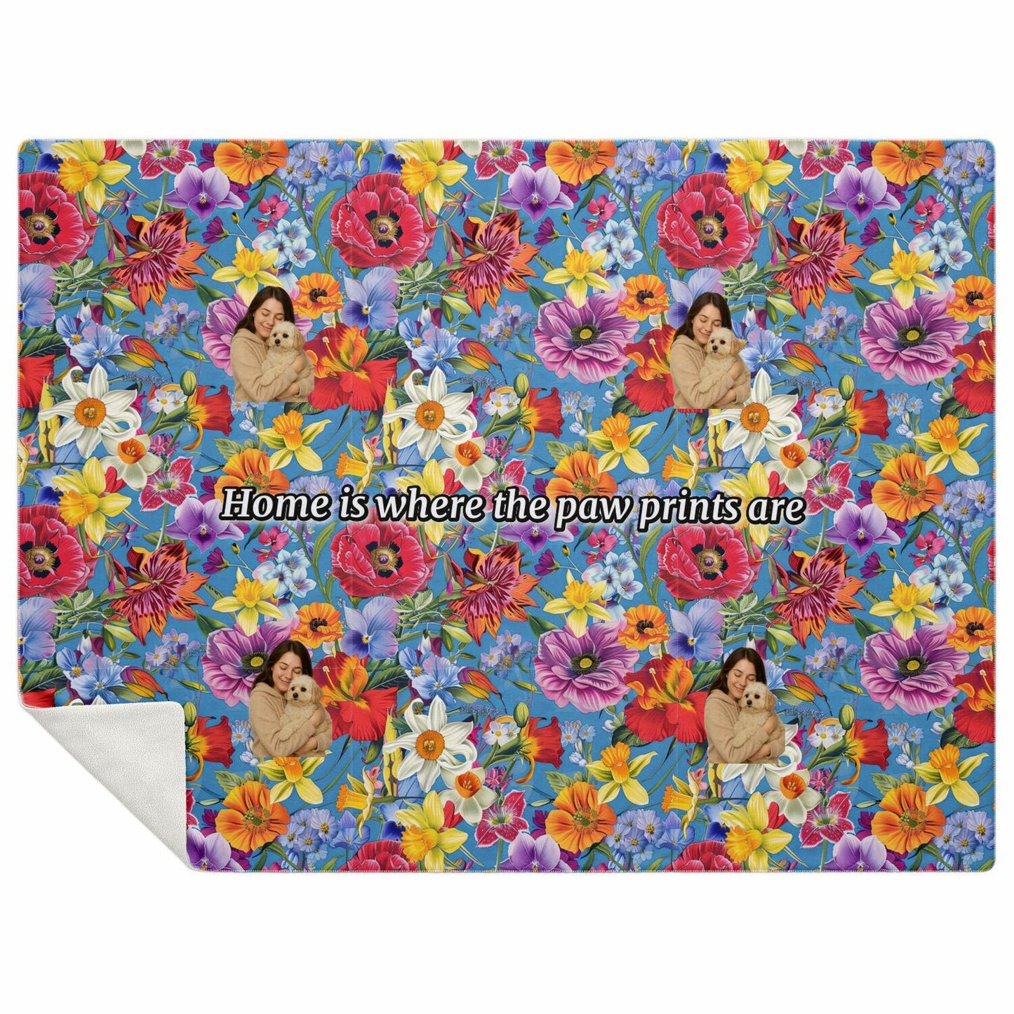 Custom Text / Photo Premium Microfleece Blanket - All Over Print - Flower