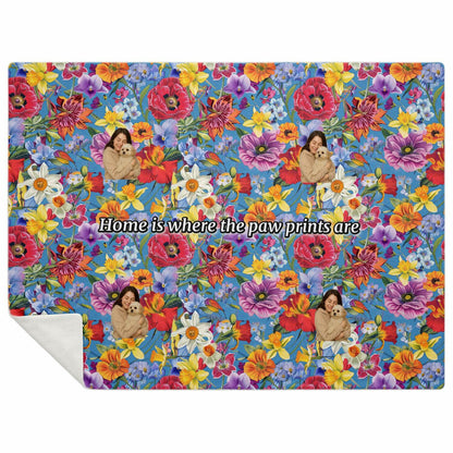 Custom Text / Photo Premium Microfleece Blanket - All Over Print - Flower