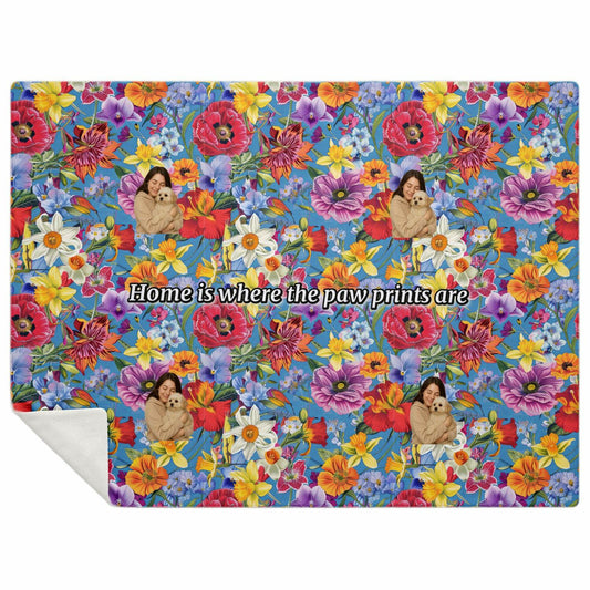 Custom Text / Photo Premium Microfleece Blanket - All Over Print - Flower