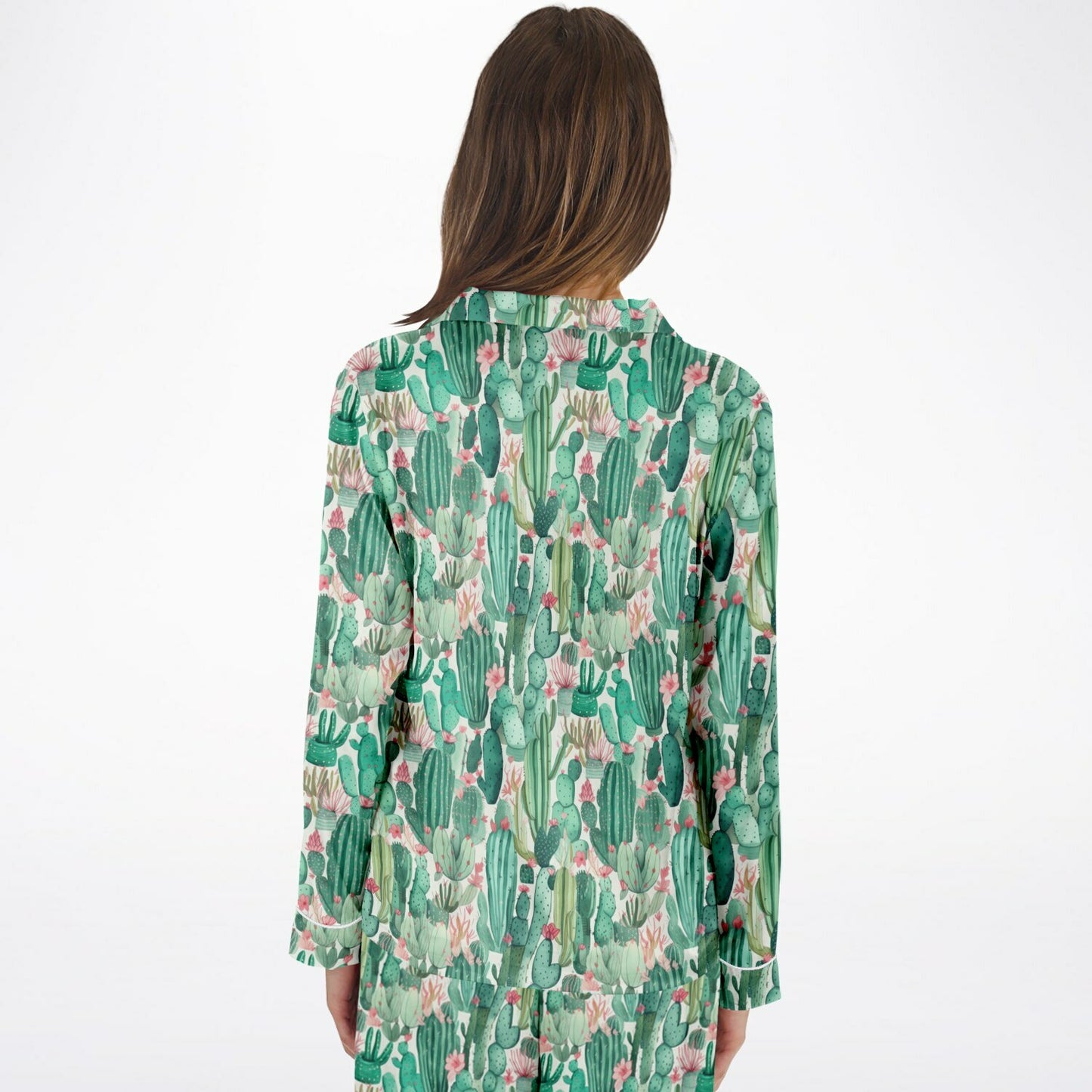 Women's Satin Set Pajamas - Plants