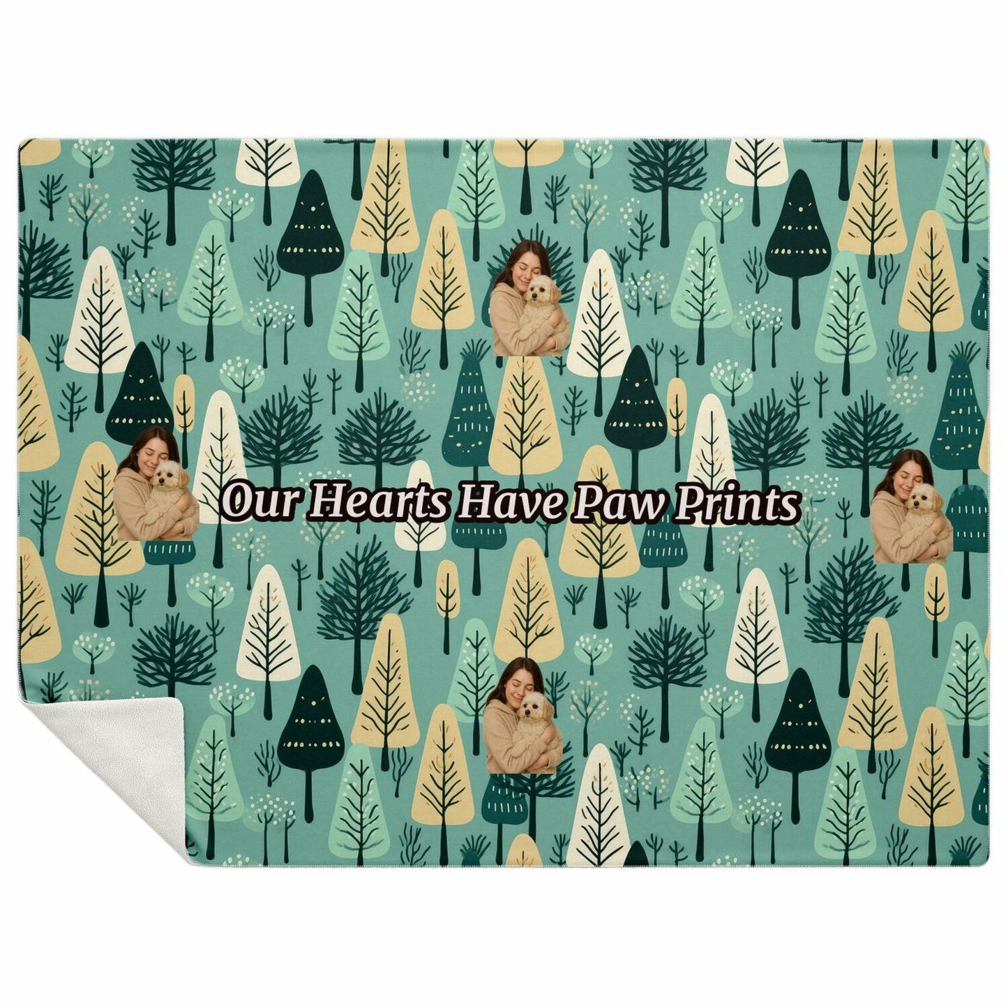 Custom Text / Photo Premium Microfleece Blanket - All Over Print - Trees