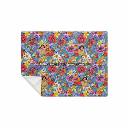 Custom Text / Photo Premium Microfleece Blanket - All Over Print - Flower