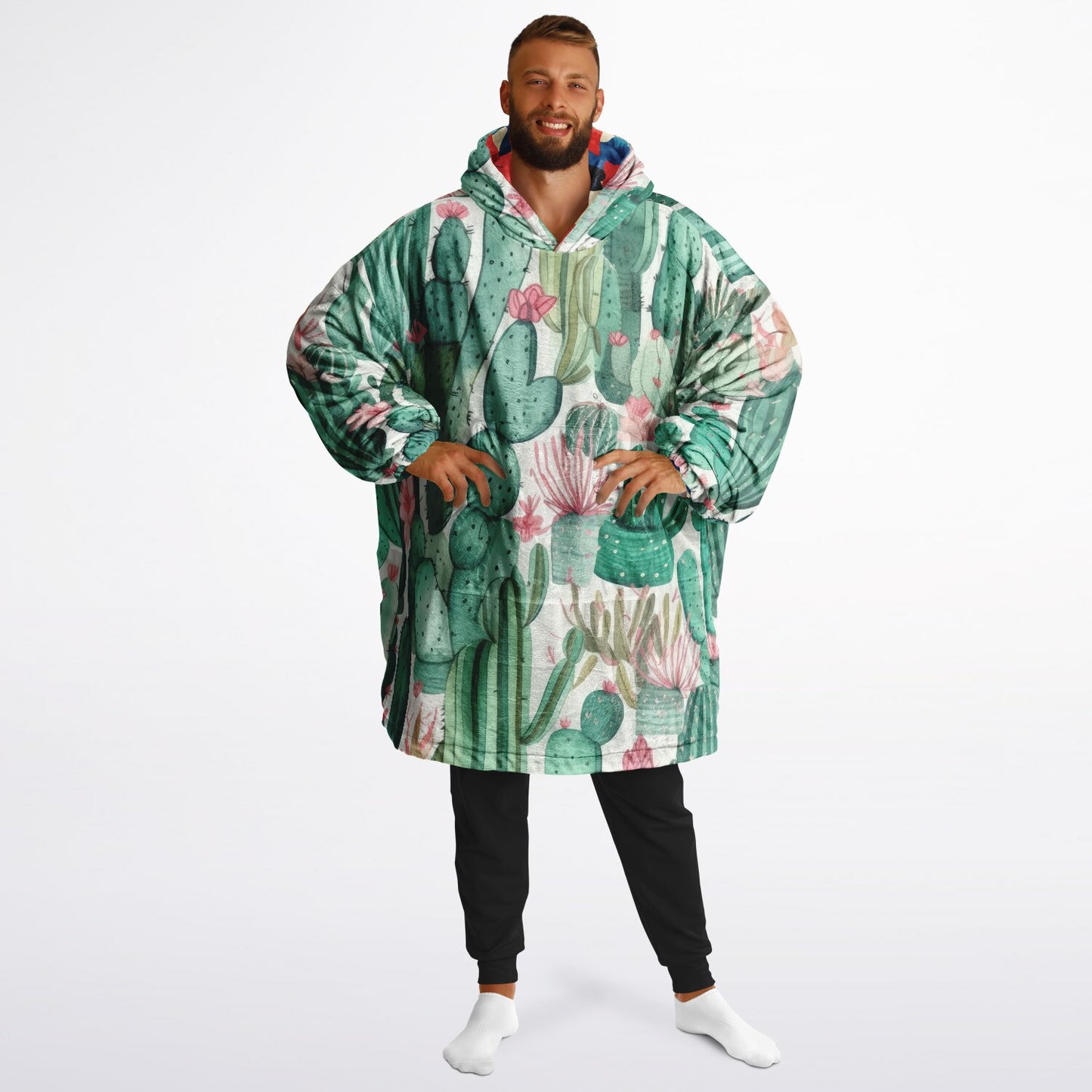 Reversible Snug Hoodie - Plants and Red Flower