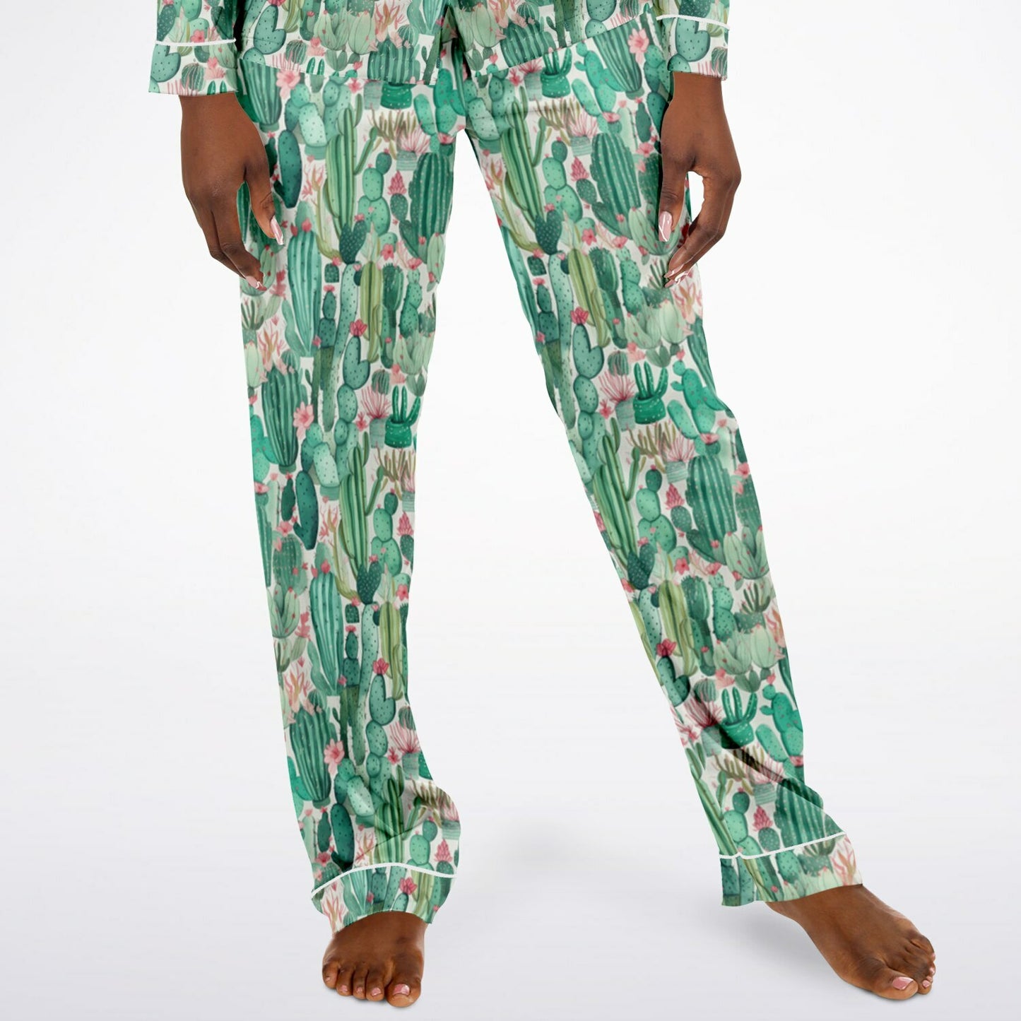 Women's Satin Set Pajamas - Plants