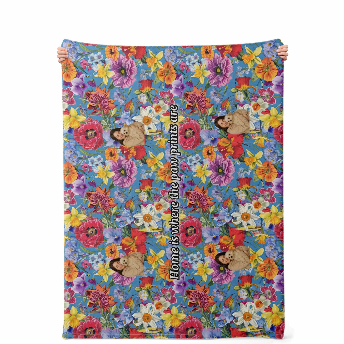 Custom Text / Photo Premium Microfleece Blanket - All Over Print - Flower