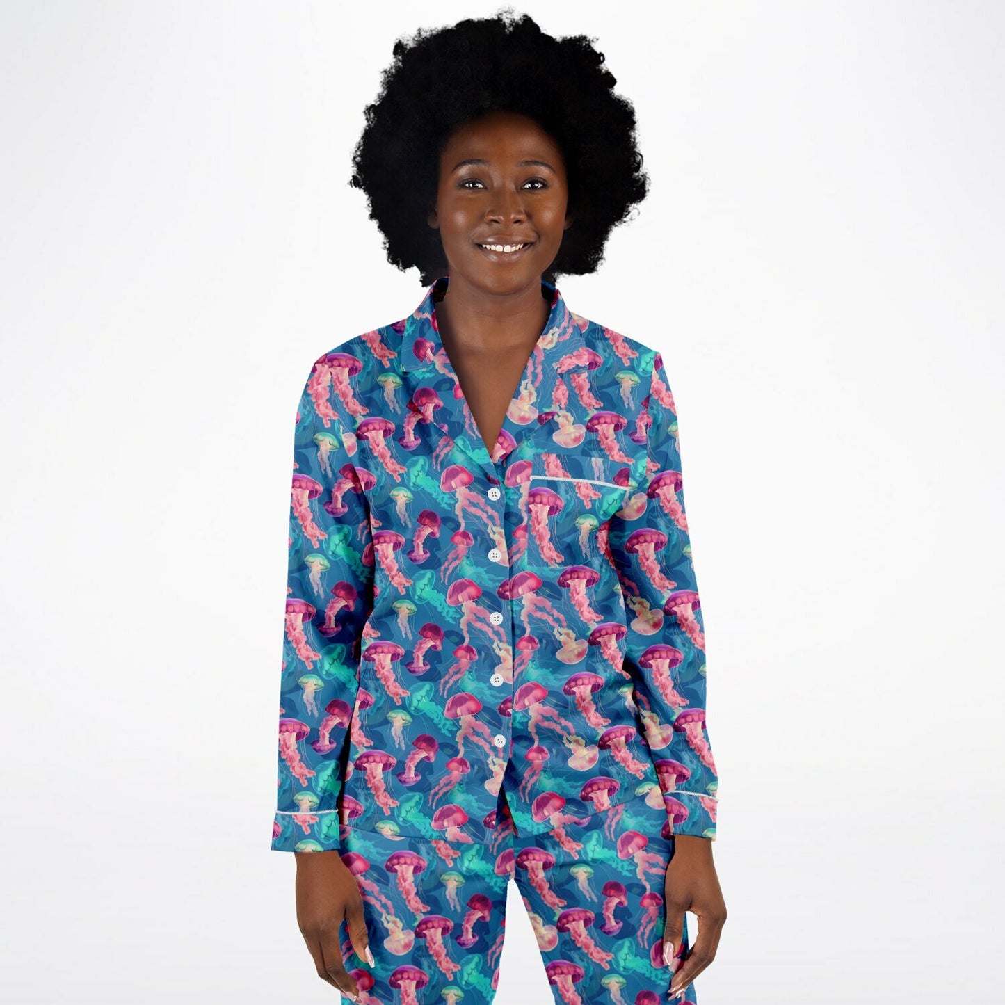 Women's Satin Set Pajamas - Ocean