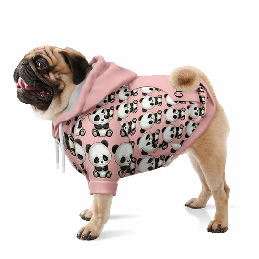 Fashion Dog Zip-Up Hoodie - Panda Pink