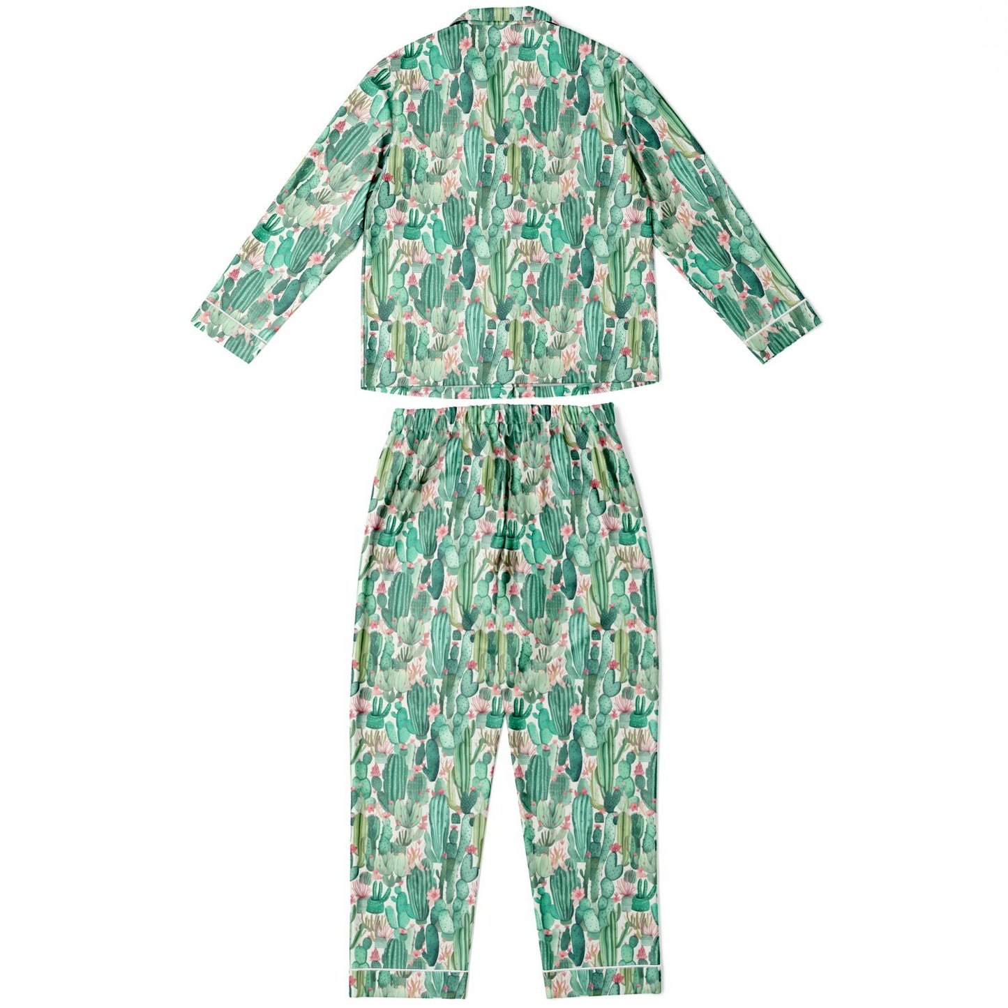 Women's Satin Set Pajamas - Plants