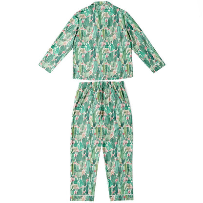 Women's Satin Set Pajamas - Plants