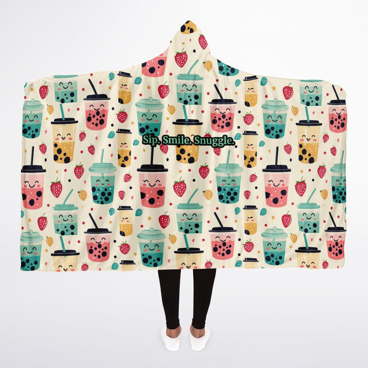 Custom NAME / TEXT Hooded Blanket Sherpa - All Over Print - Boba