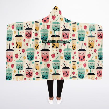 Custom NAME / TEXT Hooded Blanket Sherpa - All Over Print - Boba