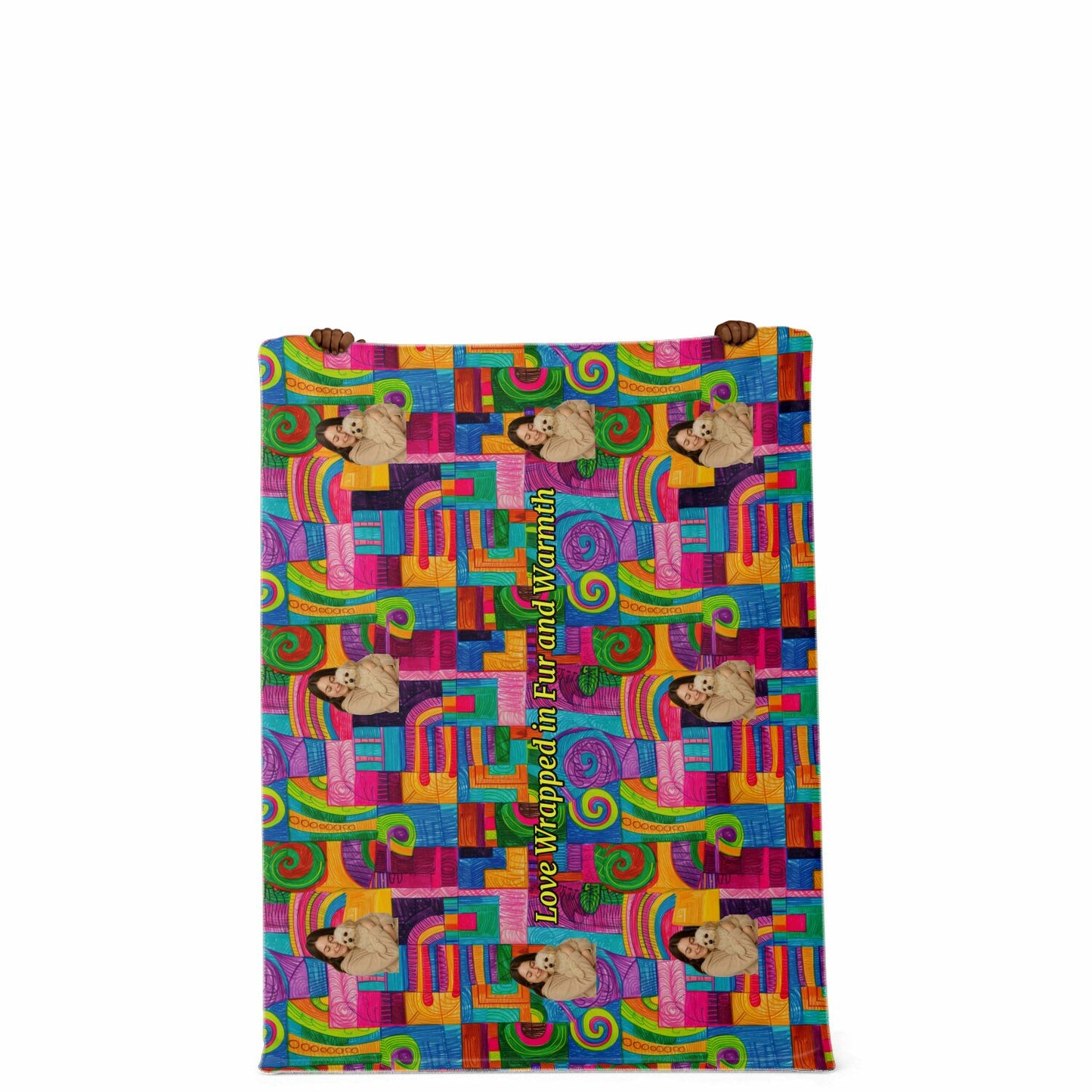 Custom Text / Photo Premium Microfleece Blanket - All over Print - Geometric