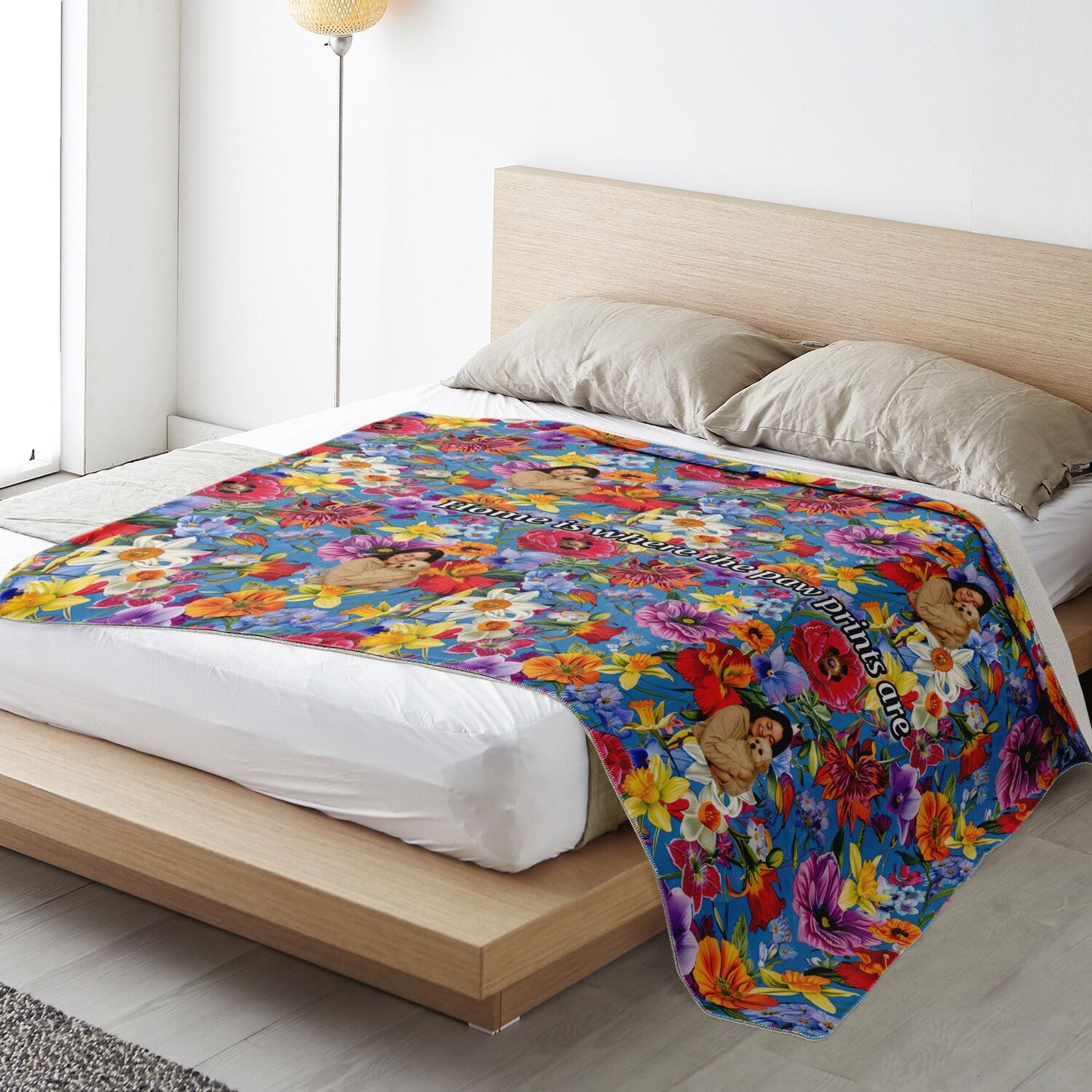 Custom Text / Photo Premium Microfleece Blanket - All Over Print - Flower