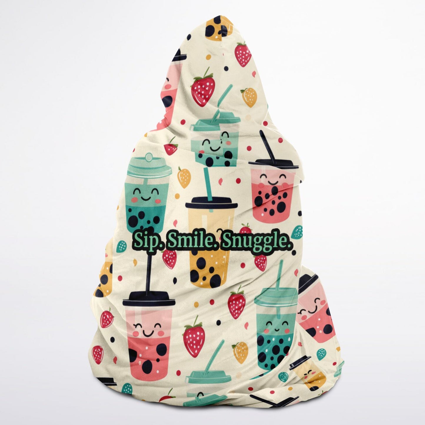 Custom NAME / TEXT Hooded Blanket Sherpa - All Over Print - Boba