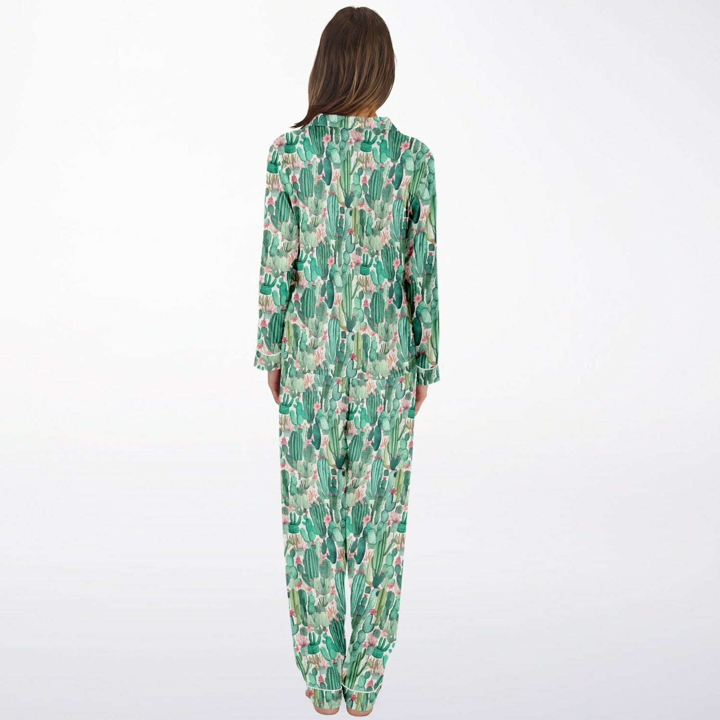 Women's Satin Set Pajamas - Plants