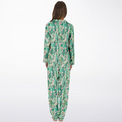Women's Satin Set Pajamas - Plants