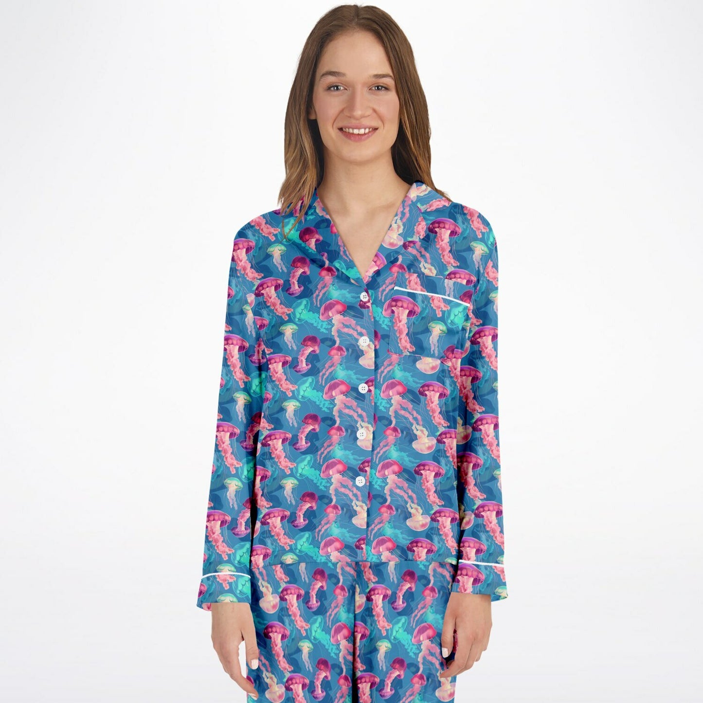 Women's Satin Set Pajamas - Ocean