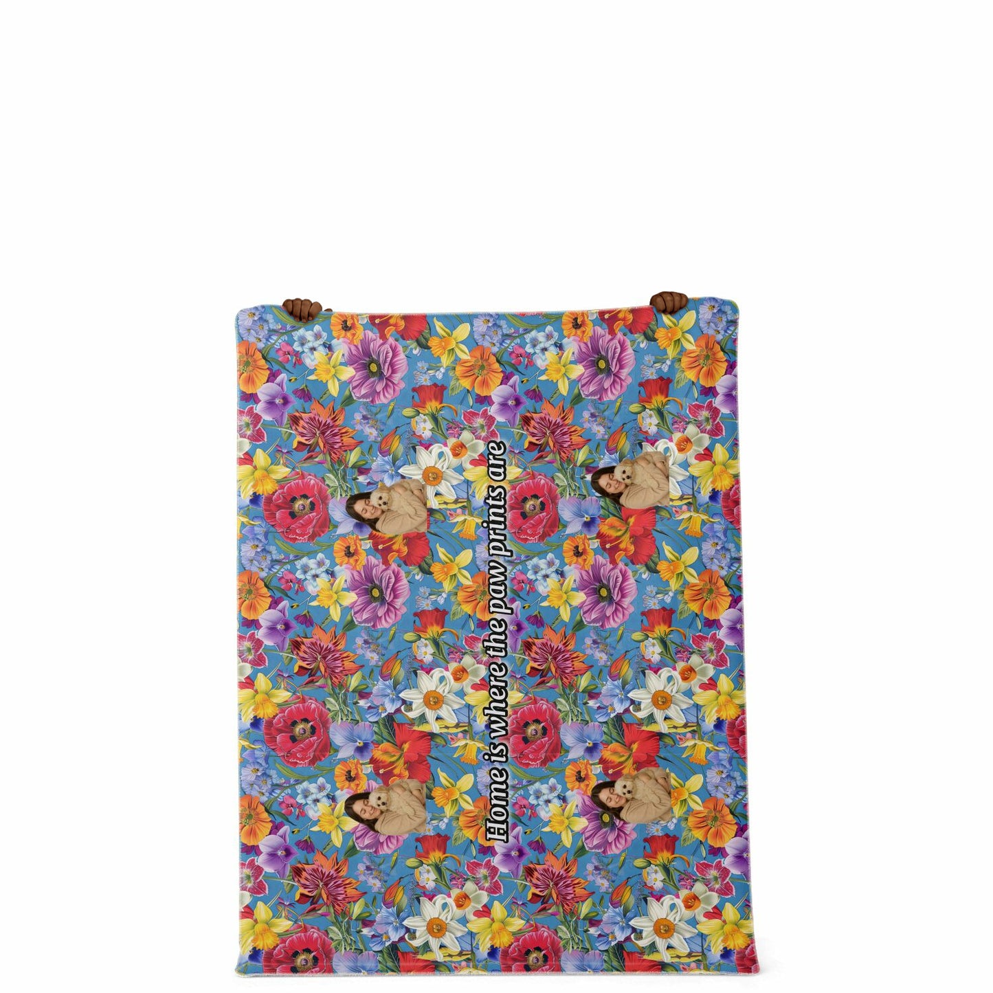 Custom Text / Photo Premium Microfleece Blanket - All Over Print - Flower