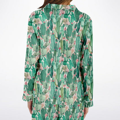 Women's Satin Set Pajamas - Plants