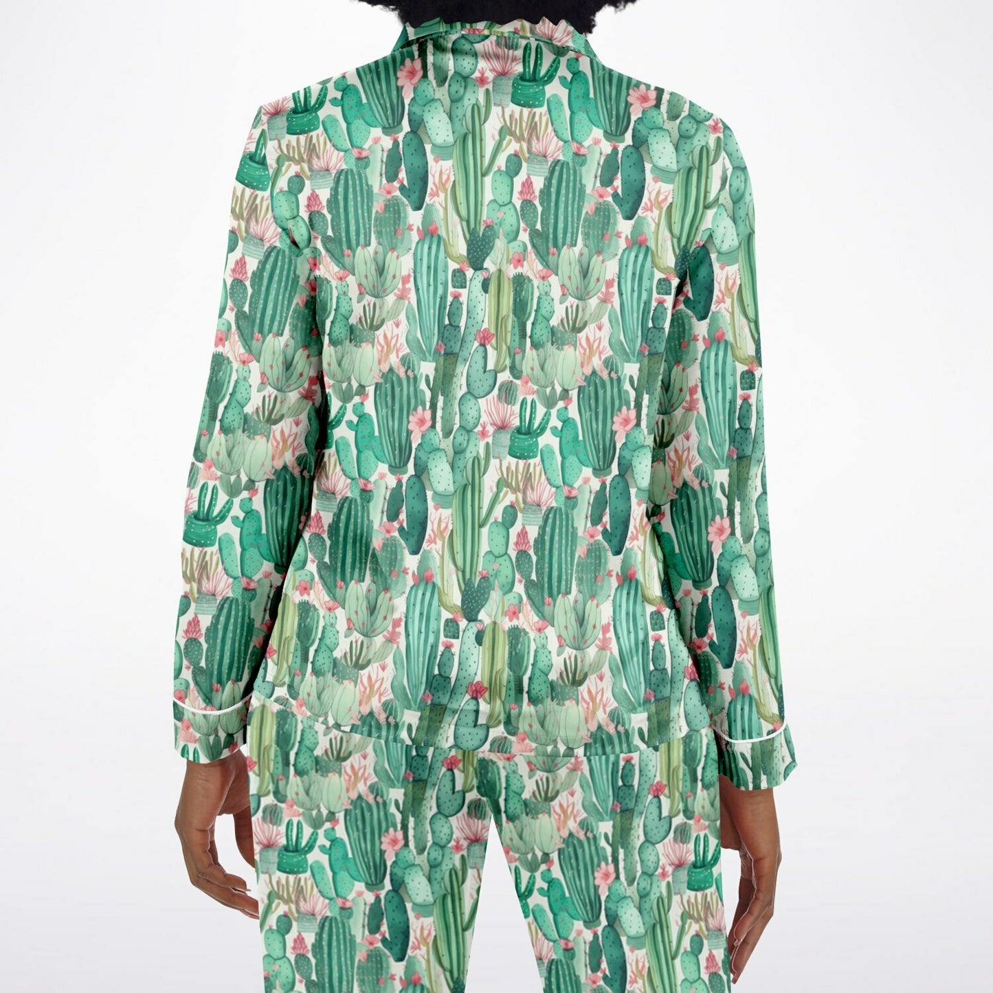 Women's Satin Set Pajamas - Plants