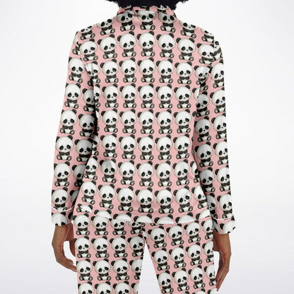 Women's Satin Set Pajamas - Panda Fur Real Tired