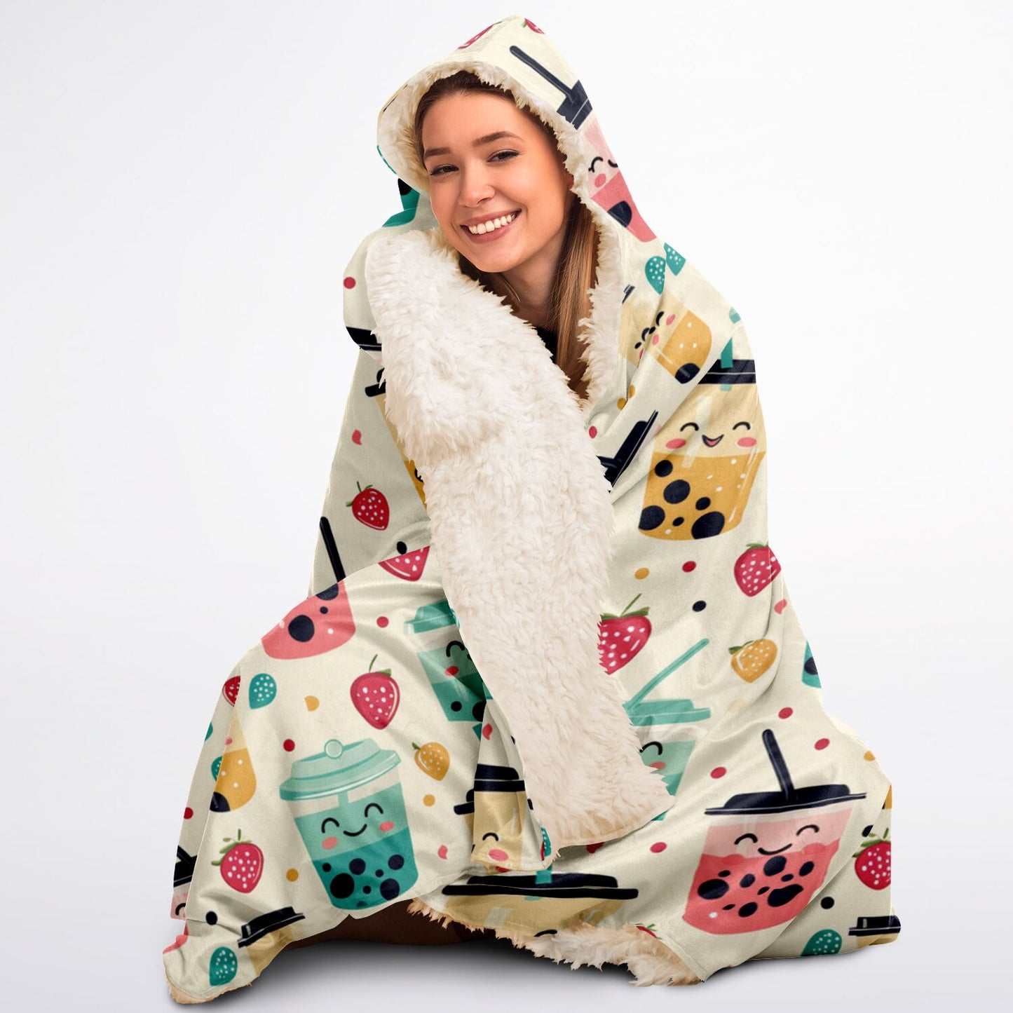 Custom NAME / TEXT Hooded Blanket Sherpa - All Over Print - Boba