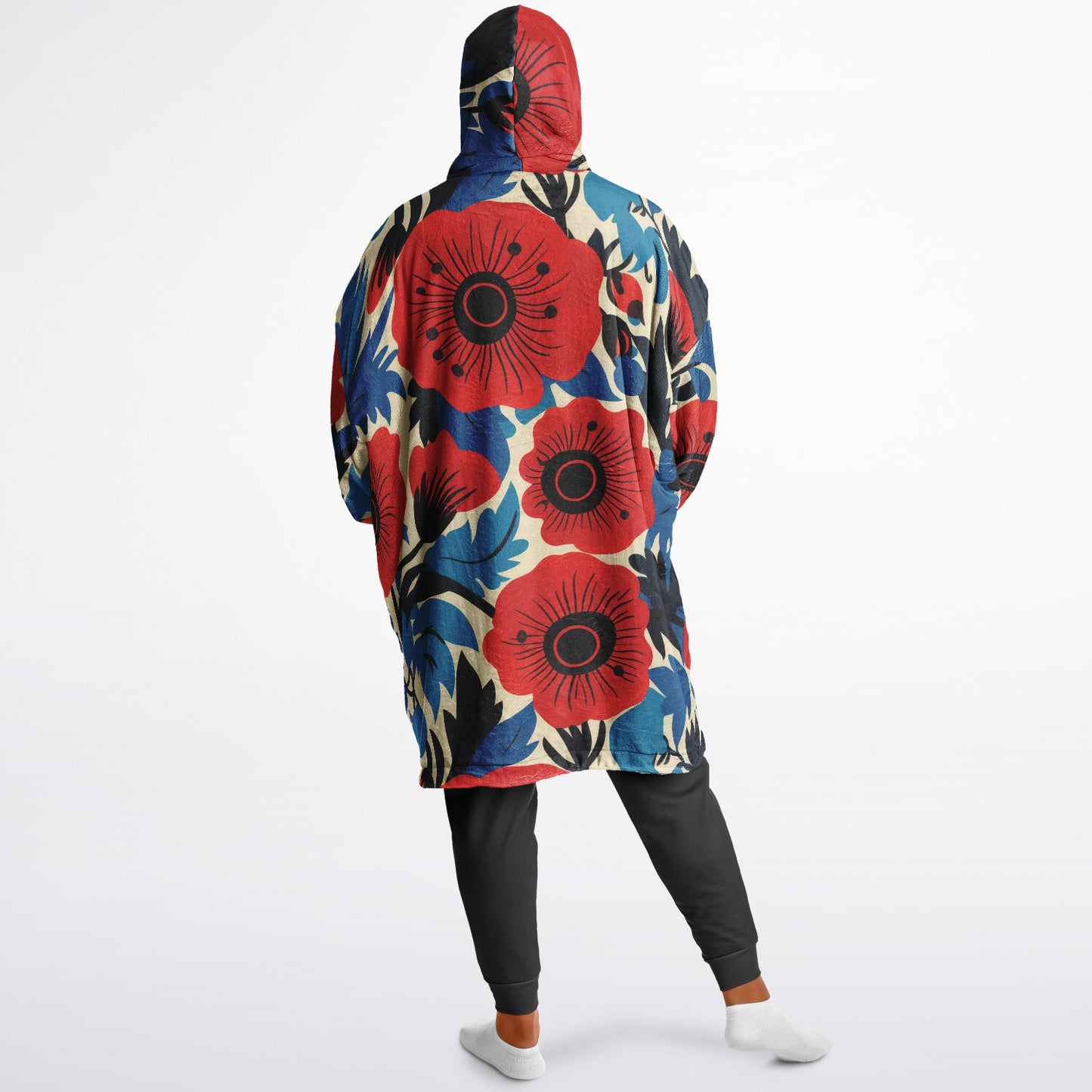 Reversible Snug Hoodie - Plants and Red Flower