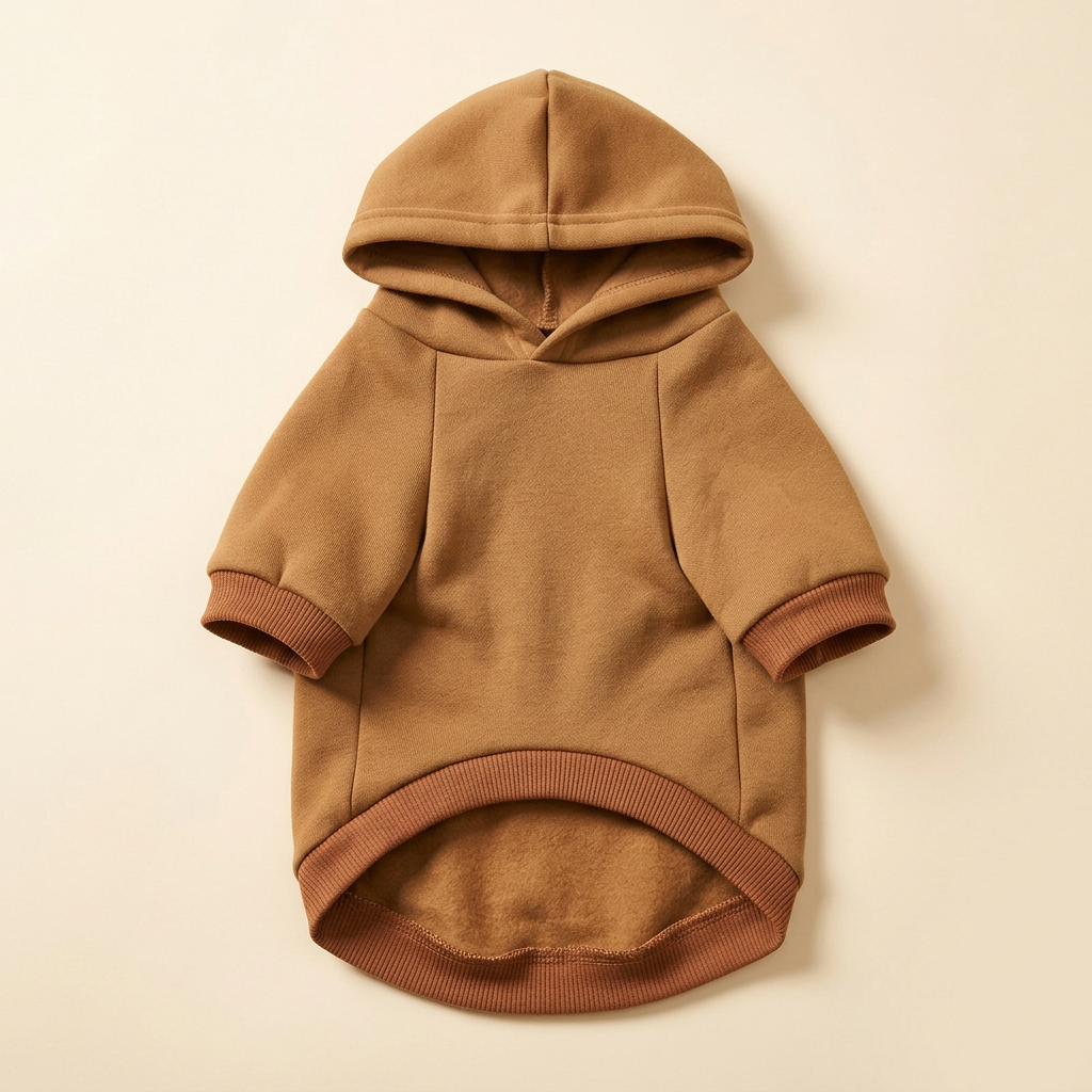 AI-generated brown dog hoodie front view