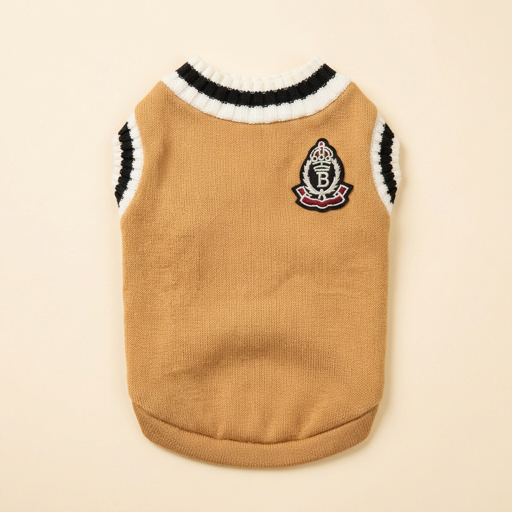 Khaki Preppy Pet Vest back view