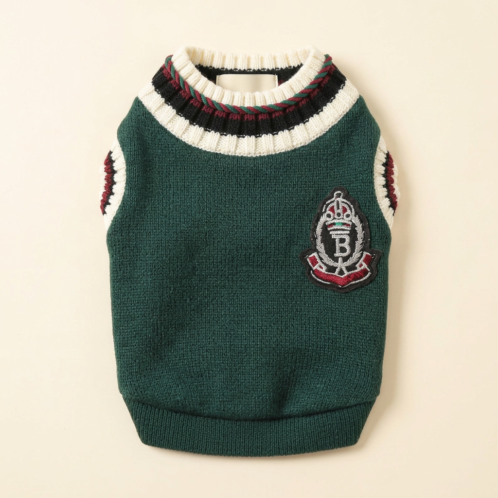 Green Preppy Pet Vest back view