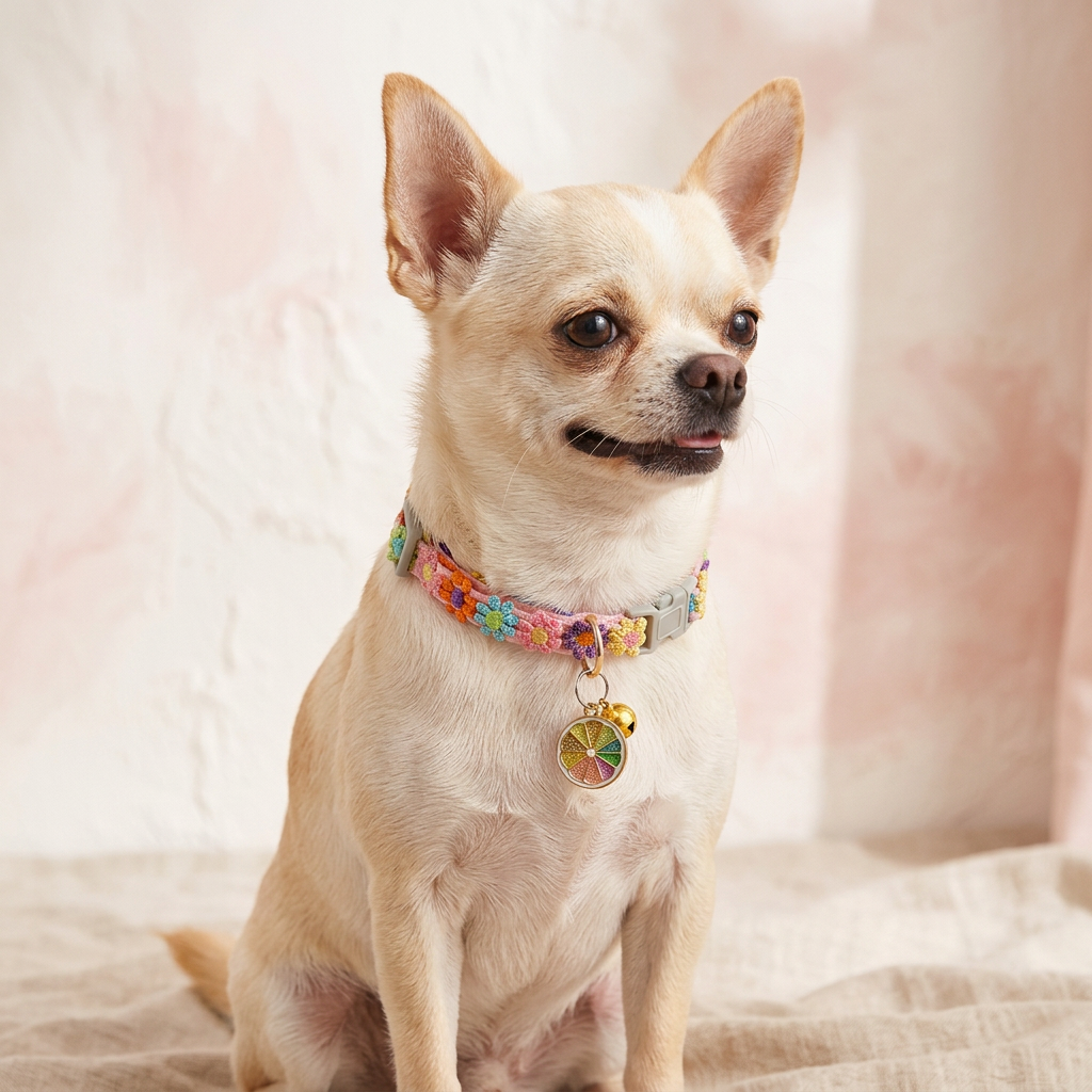 Chihuahua wearing Blossom Orange Fruit Charm collar
