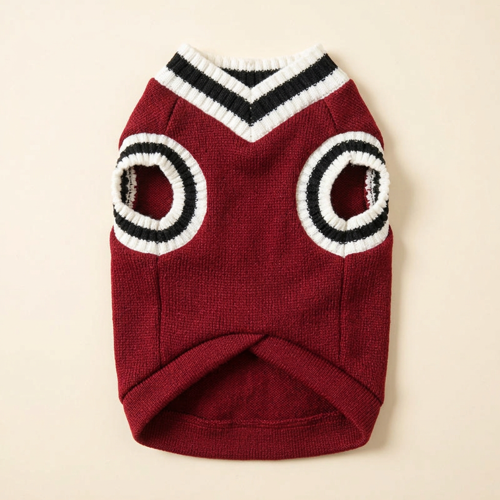 The Preppy Pet Vest in red, front view