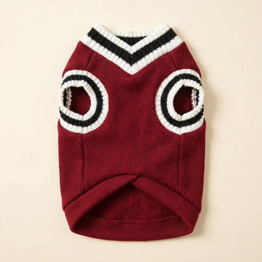 The Preppy Pet Vest in red, front view