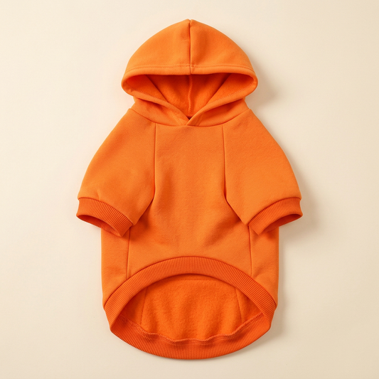 AI-generated orange dog hoodie front view