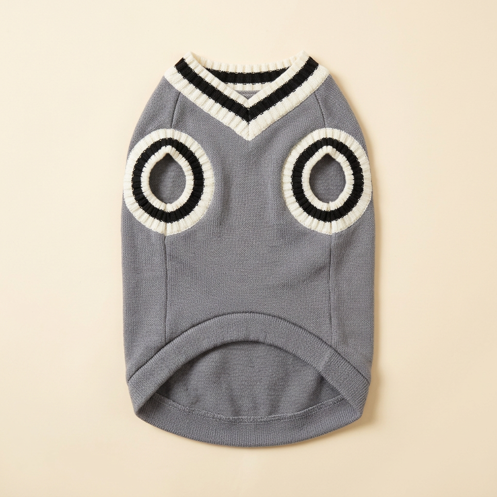 Grey Preppy Pet Vest front view