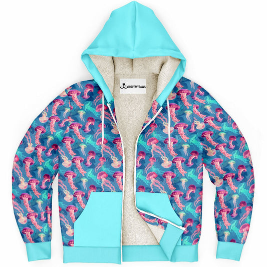 Microfleece Zip Human Hoodie - Skyblue